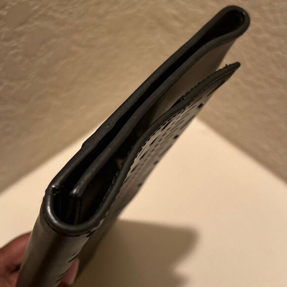 Kate Spade Perforated Leather Envelope Clutch Black Laser Cut Small Bag Preppy - Picture 13 of 14